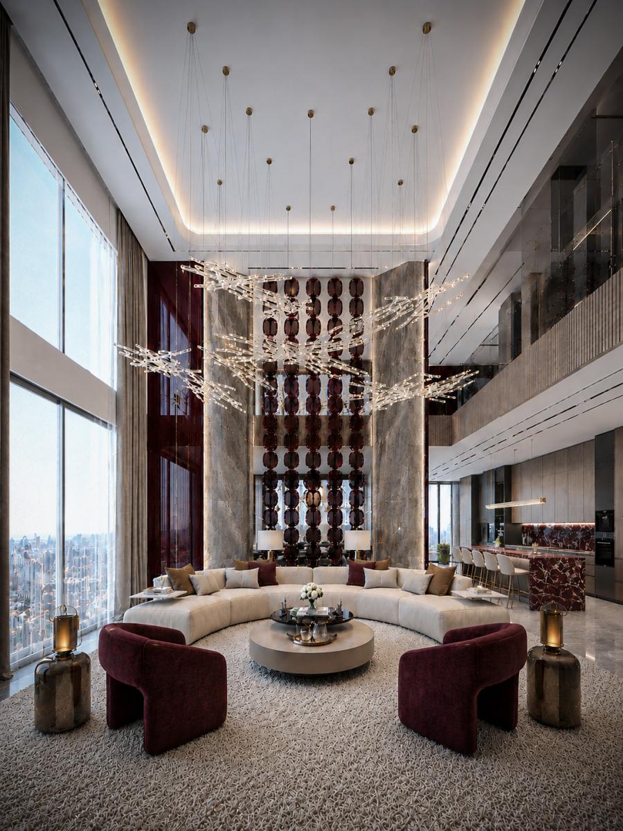 The Burgundy Penthouse - Modern Luxury